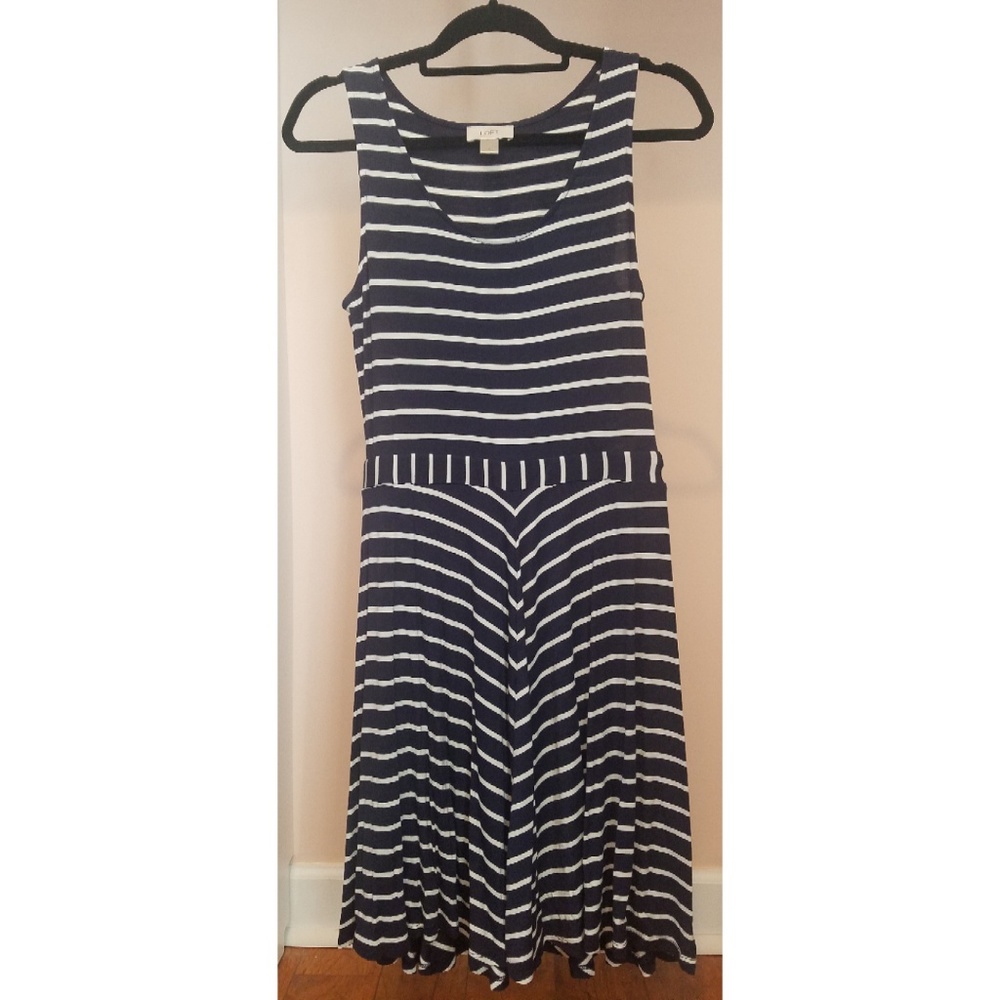 Loft Navy and White A-Line Dress